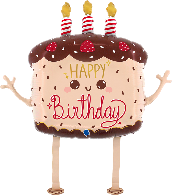 Happy Birthday Cake Airwalker Balloon Bunch
