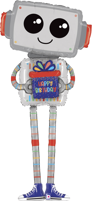 5ft Tall Happy Birthday Giant Robot Balloon Bunch